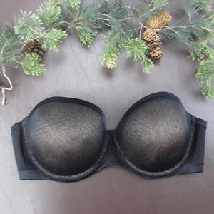 Ambrielle Bra 42DD Black Lace Strapless Padded Underwire Clasp Back - Picture 1 of 8
