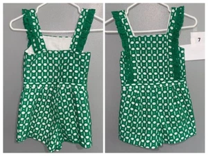 Janie & Jack Romper Eyelet Shamrock Green Size 7 - Picture 1 of 2