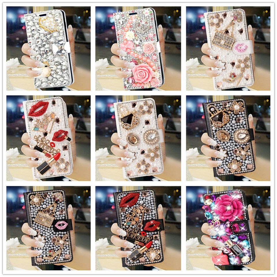 Para Moto G Stylus 5G Mujeres Brillante Cuero PU Estuche para Tarjetas Abatible Billetera Cartera Cubierta Foto 1 de 4