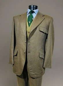 J Press Wool Tweed Dark Green Norfolk Silk Paisley Lining Suit Men’s 42 R - Picture 1 of 14
