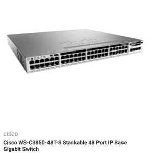 Cisco Kit WS-C3850-48T-S 48-Port Switch | 2x PSU | C3850-NM-4-1G | New Sealed - Picture 1 of 13