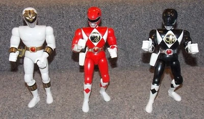 复古 1993 年和 1994 年万代电力别动队 3 件动作玩偶 8 英寸高 — 第 1/2 张图片