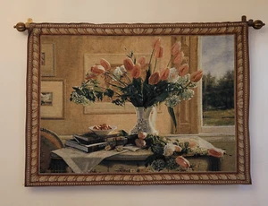 Bodegón Tulipanes Franceses Tapiz de Pared Acertijo Hogar y Regalos con Vara 51" x 37" - Imagen 1 de 7