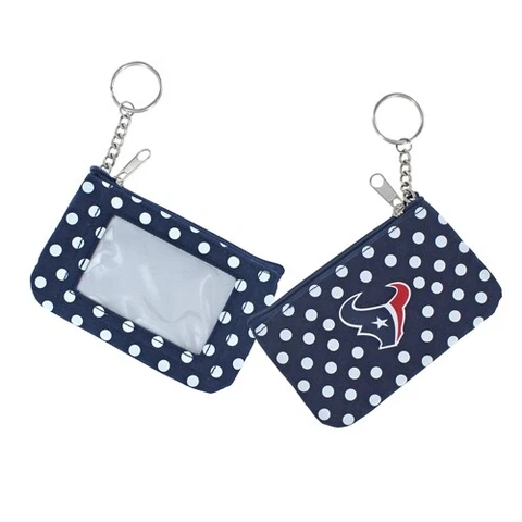 Houston Texans NFL Polka Dot Coin/ID Purse - Zipper Change Pouch Cover