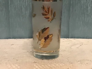 Vintage Libbey Glass Frosted Gold Leaf Stemmed Tumbler - Picture 1 of 1
