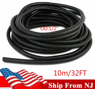 32.8ft Split Wire Loom Cable Conduit Polyethylene Tubing Black Sleeve Tube 13mm - Image 1 of 4