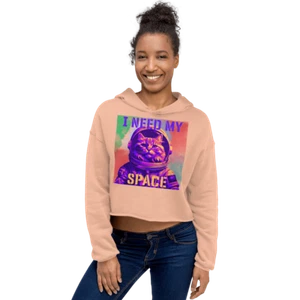 I Need My Space Astronaut Cat Cropped Hoodie - Picture 1 of 5