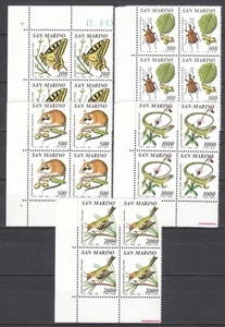 SAN MARINO 1990 Flora e fauna cmpl 5 v. quartine angolo di foglio ** (2) - Foto 1 di 1