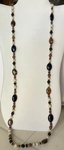 CHAPS Semi precious stones Beaded Necklace Boho Southwest 37.5” Vintage - Picture 1 of 7