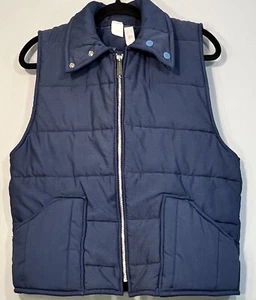 Vintage Tom Cat Nine Lives Puffer Vest Mens Large Blue Longley Co. Full Zip - Picture 1 of 12