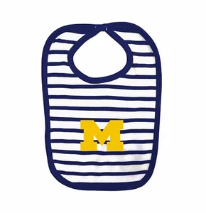 Michigan Wolverines Striped Bib Newborn Baby 100% Cotton Zelcro Closure NEW - Picture 1 of 1