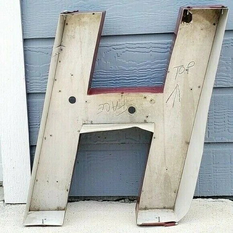 Antique Industrial Metal Letter H Bold Italic For an Art or Craft Vintage 1990s Cover