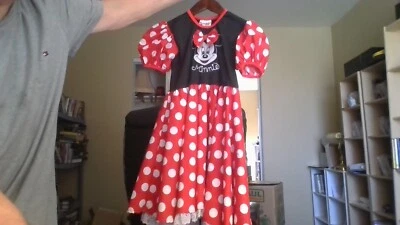  Disney  Minnie Mouse Dress Girls Kids Red / Black/White MD 7-8 with Mouse Ears - Image 1 of 4