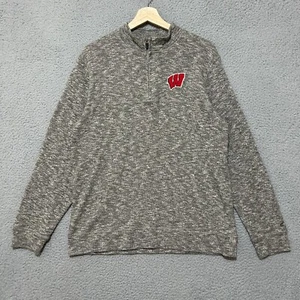 Wisconsin Badgers 1/4 Zip Pullover Men's M Gray Lightweight Sweatshirt NCAA - Picture 1 of 9