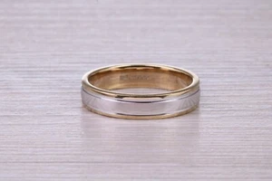 4 mm Wide 9ct White and Yellow Gold Wedding Band - Picture 1 of 5