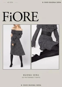 FIORE BUONA SERA 3D POLKA DOT 40 DENIER TIGHTS PANTYHOSE BLACK 3 SIZES - Picture 1 of 8