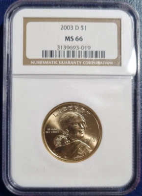 2003 D Sacagawea Dollar NGC MS66 #82645 - Image 1 of 2