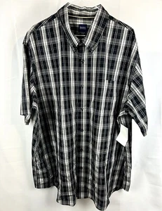 Men’s 2XL Plaid Short Sleeve Button Down Shirt Black White Basic Editions - Picture 1 of 9