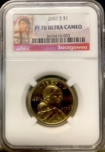 2002 S SACAGAWEA Dollar NGC PF70💥FLAWLESS COIN💥EARLY RED BANNER LABEL - Picture 1 of 4