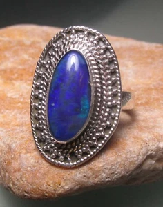 Sterling Silber 925 Australischer Opal Triplett Ring UK R1/2-3/4/US 9-9,25. Geschenktüte. - Bild 1 von 9