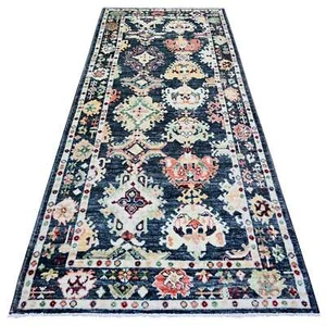 4'2"x9'6" Black Afghan Angora Oushak Wool Hand Knotted Wide Runner Rug R73598 - Picture 1 of 6