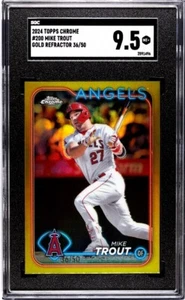 2024 Topps Chrome Mike Trout TRUE GOLD REFRACTOR /50 Angels SGC 9.5 MINT+ - Picture 1 of 2