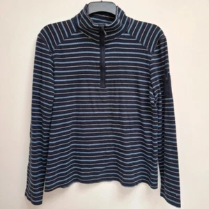 Maglione donna Tommy Hilfiger top blu righe manica lunga mezza zip XL cotone - Foto 1 di 5