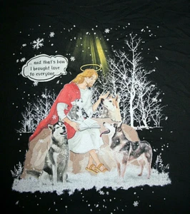 Jesus with wildlife... that's how I brought love to everyone T-Shirt  6XL, Black - Picture 1 of 4