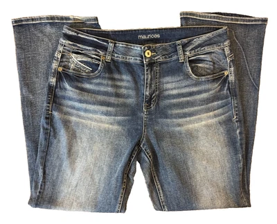 Maurices Jeans Womens 16 Short 16S Blue Straight Fit Denim Stretch Cute Pockets - Image 1 of 4