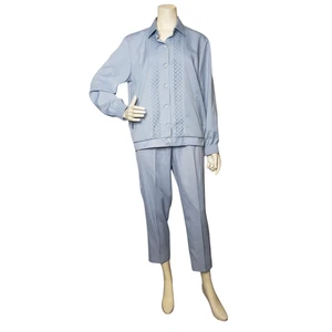 Vintage Alfred Dunner Pant Suit 2 Piece Womens 12 Blue Embroidered Made USA 90s - Picture 1 of 8