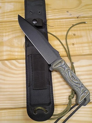 Cuchillo de hoja fija KA-BAR Becker BK7 con escalas Micarta personalizadas + funda EE. UU. Foto 1 de 4