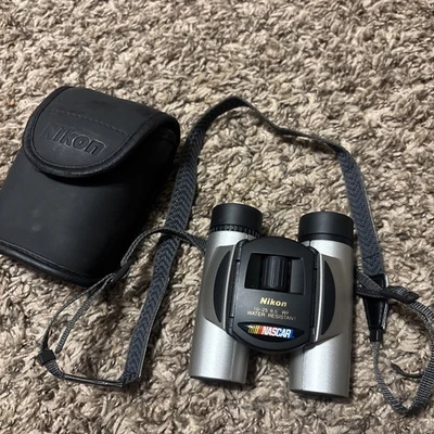 NASCAR Nikon Series 10x25 6.5” Compact Binoculars Complete W/ Case Strap Manuals - Image 1 of 4