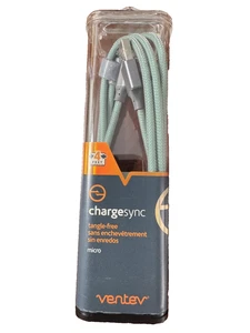 Ventev ChargeSync Micro-USB Braided Cable Tangle-Free - 4' - Green - Picture 1 of 3