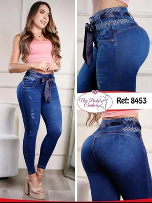 Jeans ajustados colombianos Bon Bon Up levantador de glúteos cintura alta moda push up 8453 - Imagen 1 de 4
