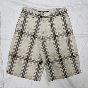 96 North Bermuda Shorts Boys 7 (21x8) Brown Cream Plaid Lightweight Pockets - Picture 1 of 10