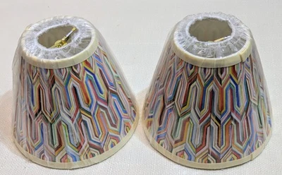 Set of 2 Synthesis Pattern Giclee Multicolor Clip-On Lamp Shades 3" x 6" x 5" - Image 1 of 4