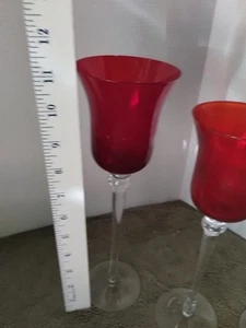 Home Interior Ruby Red Candle Goblet Set Of 3. 11" 10" 9" - Picture 1 of 7