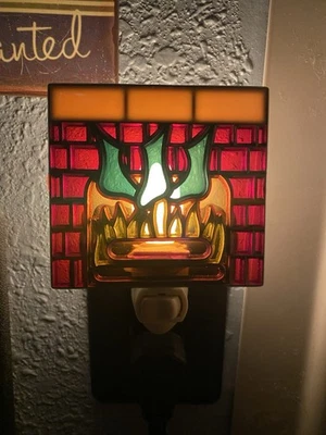 Vintage Christmas Night Light Fireplace w/ Stockings Chimney 4” Colorful - Image 1 of 4
