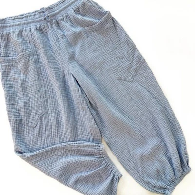Aerie Pants Womens Large Blue Gauze Balloon Leg Cotton Comfort Boho - Image 1 of 4