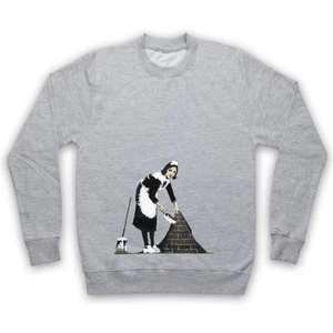 BANKSY MAID GRAFFITI STREET ART PRINT ARTIST ADULTS UNISEX SWEATSHIRT - Picture 1 of 11