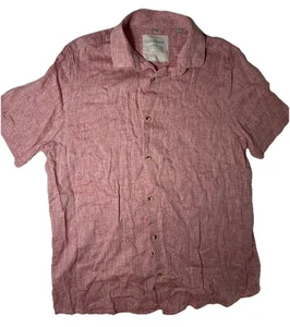 Cabana Shirt 100% Linen Button Down Size Large Men's Pink Short Sleeve - Picture 1 of 8