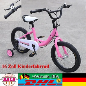 16 Zoll Kinderfahrrad Jungenfahrrad Kinderrad Mädchenfahrrad +Hilfsrad Rosa - Bild 1 von 18