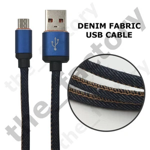 1M Micro USB Denim Fabric High Speed Fast Charge Data Sync Cable Cable Cord Lead - Picture 1 of 3