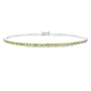 4.96 Carat 2.5 m Round Peridot Sterling Silver Tennis Bracelet - Picture 1 of 2