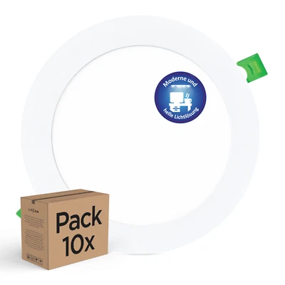 10x Einbaustrahler Rund 12W 170mm Ultra Flach Weiß LED Einbauspots Einbauleuchte - Bild 1 von 4