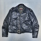 Vtg 50s SCHOTT PERFECTO 1 Star Black Leather Motorcycle Jacket Sz 46 Made in USA