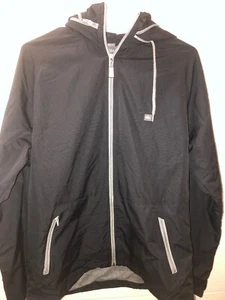 Quiksilver Small Black Hooded Zippered Polyester Windbreaker - Picture 1 of 6