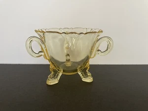 Vintage Depression Glass Yellow Three Handle Footed Loving Cup - Picture 1 of 8