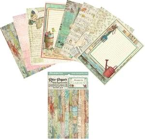 Stamperia A6 RICE PAPER BACKGROUNDS - GARDEN - 8 SHEETS - 10.5 x 14.8cm - Picture 1 of 10