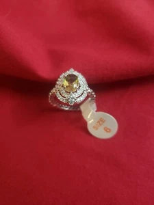 Beautiful Ring Size 6 Lab Created Watermelon Tourmaline Color Fade Green Amber - Picture 1 of 5